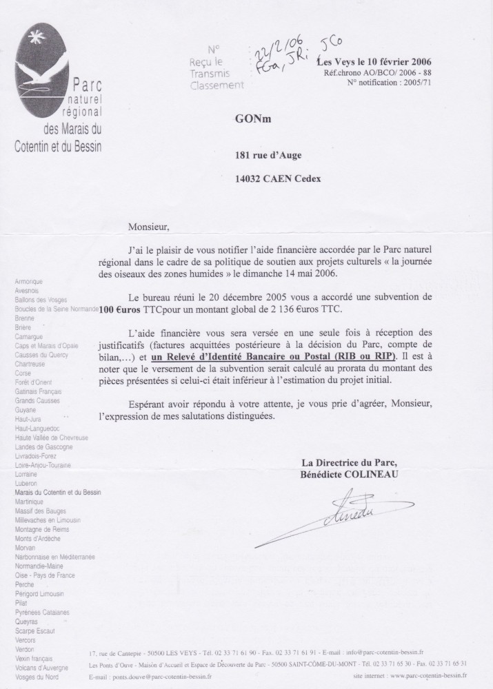 Courrier PNR des marais