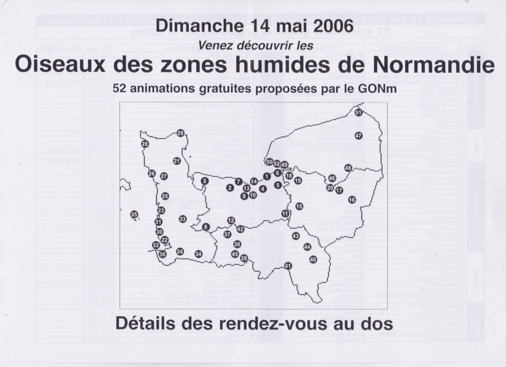 Carte des 52 sites retenus pour les animations