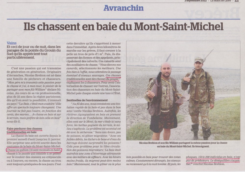 L'ouverture de la chasse au gibier d'eau dans la presse locale.