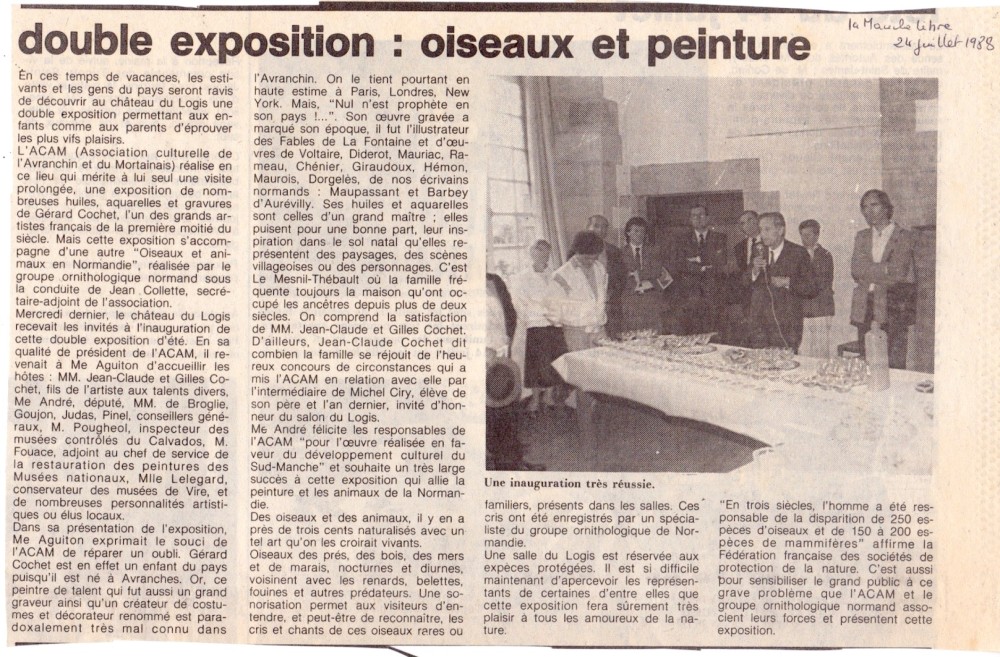 le sujet traité par le journaliste de la Manche libre<br />24 juillet 1988