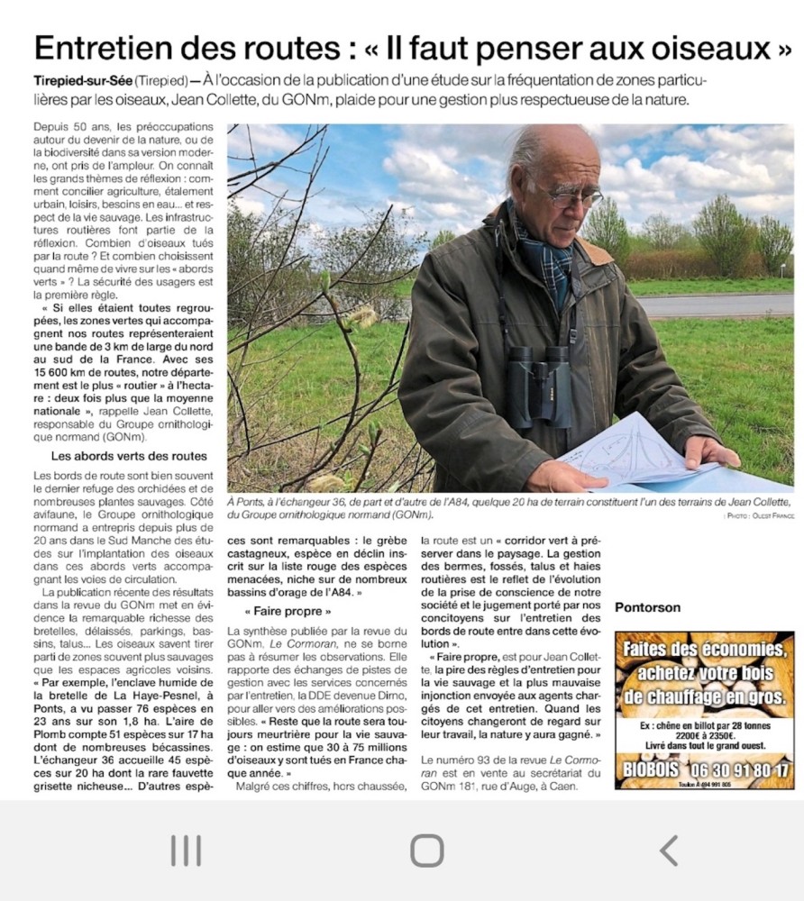 20230317-AVRANCHES-oiseaux et routes-OF - copie.jpg (733.56 Kio) Vu 3409 fois Ouest-France, éd du 17 mars 2023