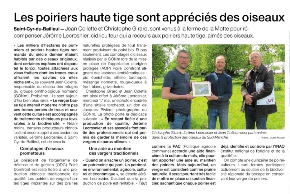 20230522-SAINT-CYR-du-BAILLEUL- poiriers AOP-OF - copie.jpg (346.15 Kio) Vu 5054 fois Ouest-France, édition du 22 mai 2023
