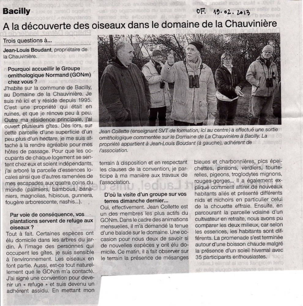 Ouest-France édition du 19 février 2013. Animation du dimanche 17 février 2013.