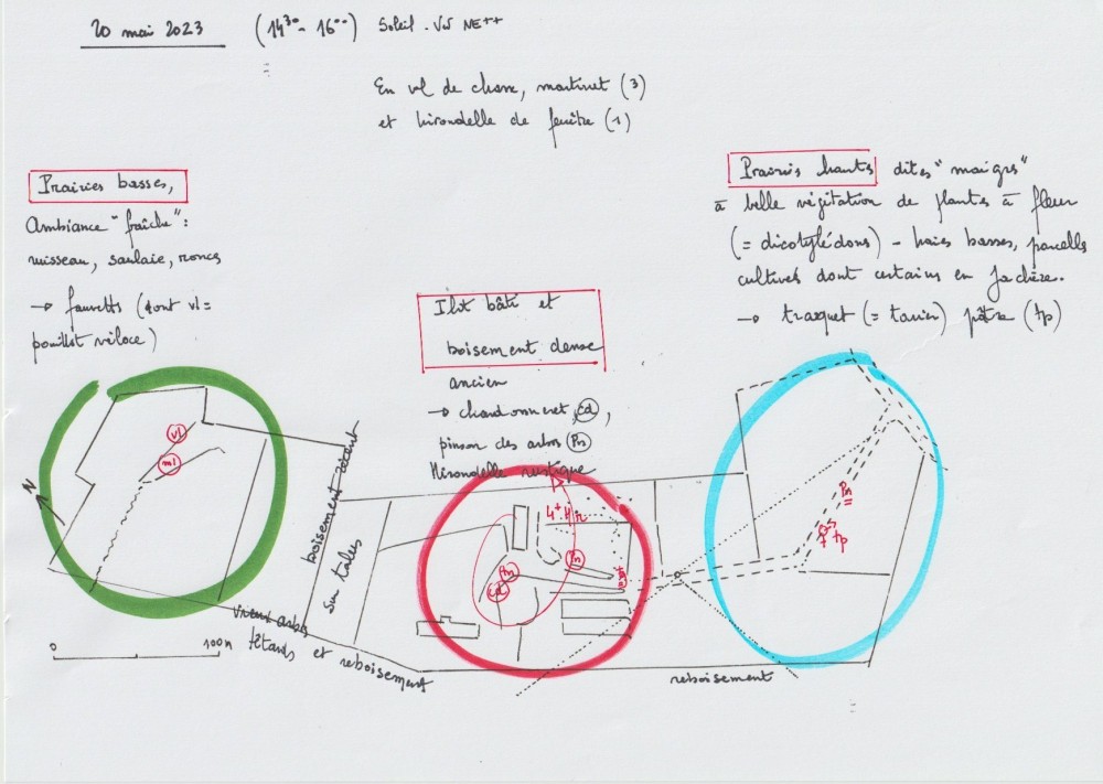 partage de l'espace en 3 habitats distincts; carte utilisée lors de l'animation/inauguration du refuge