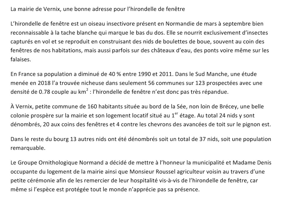 Texte communiqué, l'occasion de valoriser les données de l'étude locale bien documentée de Luc.