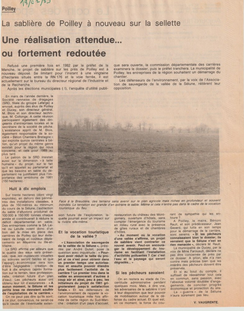 19890119-POILLEY- projet sablière-OF.jpeg (515.11 Kio) Vu 13794 fois Ouest-France- édition du 19 janvier 1989