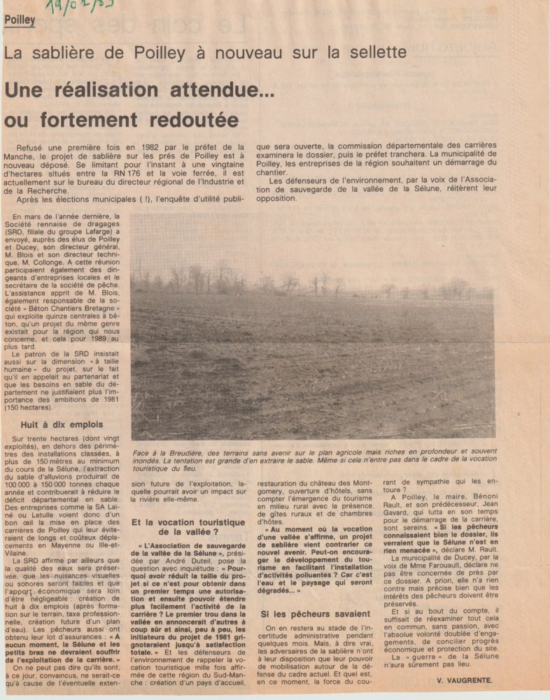 Ouest-France- édition du 19 janvier 1989