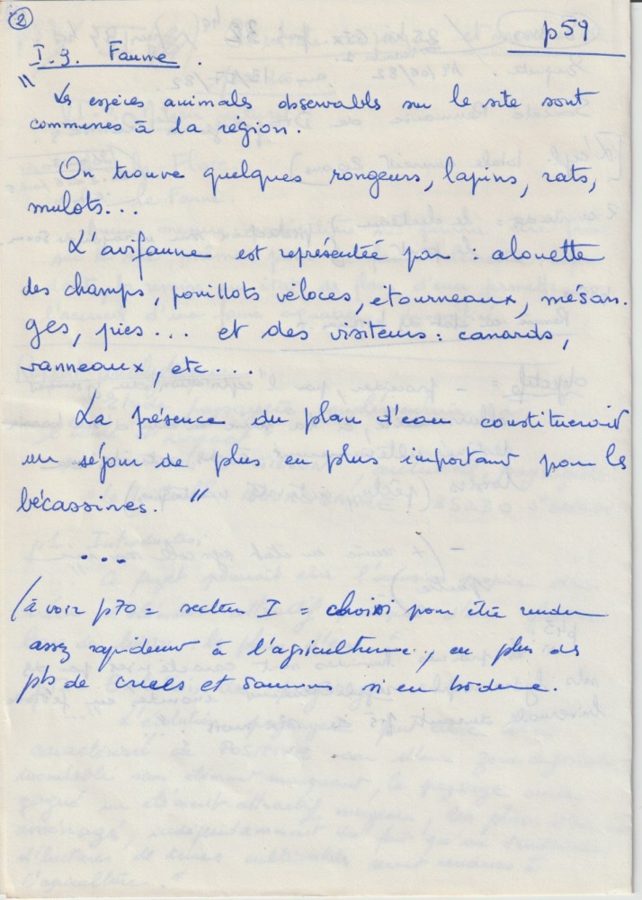 notes page 2; de l'indigence de l'enquête relative à la biodiversité (le terme n'existait pas...)